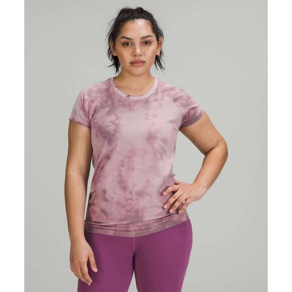 Lululemon Athletica Sz 8 Swiftly Tech Short Sleeve 2.0 Marble Dye Vintage Plum - Picture 1 of 13